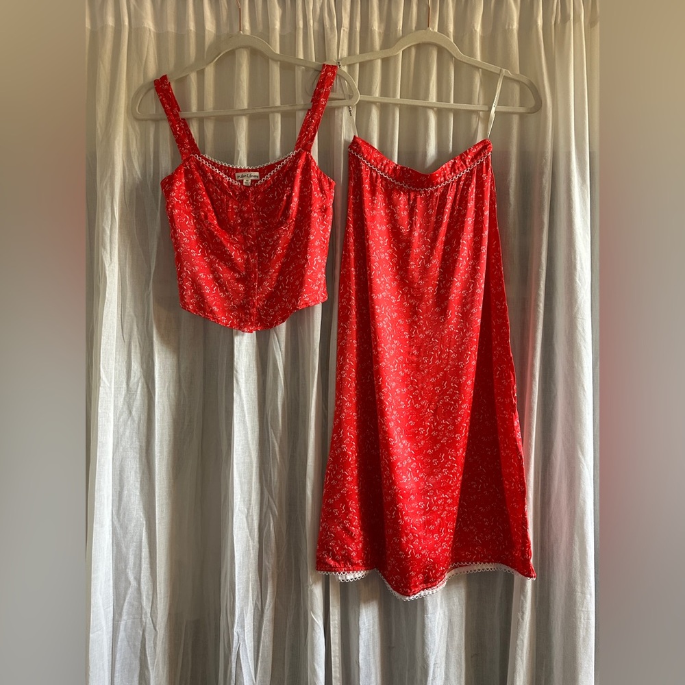 For Love and Lemons Chianti top and barbera midi skirt set pink XS - Picture 6 of 13